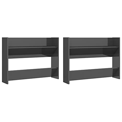 vidaXL 2X Wand Schuhschrank Schuhregal Schuhablage Regal Schrank Schuhständer Wandregal Hängeschrank Schuhaufbewahrung Hochglanz-Grau 80x18x60cm Holzwerkstoff vidaXL 2X Wand Schuhschrank Schuhregal Schuhablage Regal Schrank Schuhständer Wandregal Hängeschrank Schuhaufbewahrung Hochglanz-Grau 80x18x60cm Holzwerkstoff von vidaXL