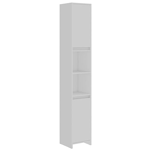 vidaXL Badezimmerschrank mit 6 Fächern 2 Türen Badschrank Badregal Badmöbel Schrank Badezimmer Regal Hochschrank Weiß Holzwerkstoff 30x30x183,5cm von vidaXL