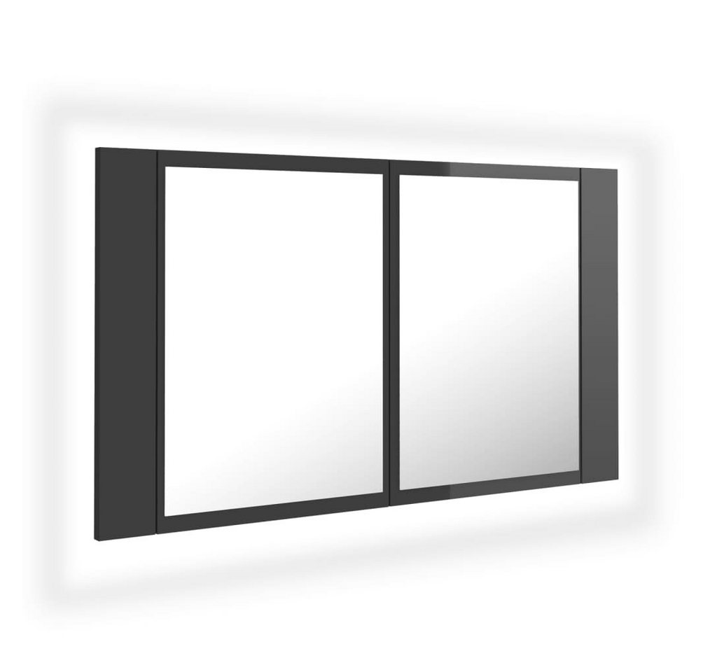 vidaXL Badezimmerspiegelschrank LED-Bad-Spiegelschrank Hochglanz-Grau 80x12x45 cm Acryl (1-St) von vidaXL