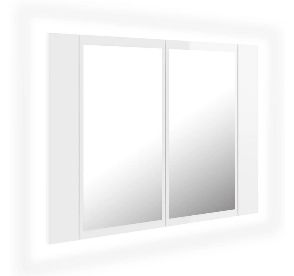 vidaXL Badezimmerspiegelschrank LED-Bad-Spiegelschrank Hochglanz-Weiß 60x12x45 cm Acryl (1-St) von vidaXL