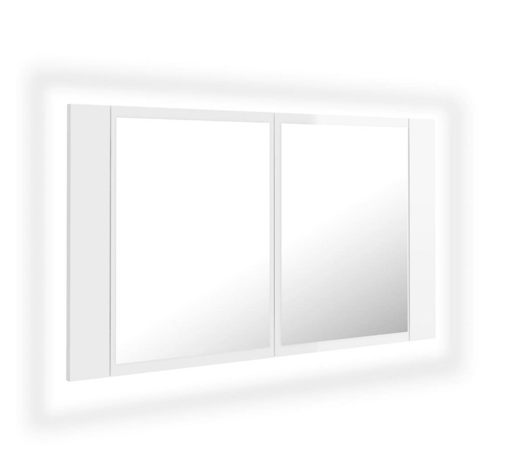 vidaXL Badezimmerspiegelschrank LED-Bad-Spiegelschrank Hochglanz-Weiß 80x12x45 cm Acryl (1-St) von vidaXL
