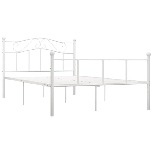 vidaXL Bettgestell Bett Metallbett Schlafzimmerbett Doppelbett Bettrahmen Schlafzimmermöbel Ehebett Lattenrost Weiß Metall 120x200cm vidaXL Bettgestell Bett Metallbett Schlafzimmerbett Doppelbett Bettrahmen Schlafzimmermöbel Ehebett Lattenrost Weiß Metall 120x200cm von vidaXL