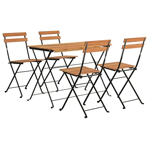 vidaXL Bistro Set 3-TLG., Klappbar Gartenmöbel Set, Essgruppe mit Stahlrahmen, Balkonset Sitzgruppe Garnitur Klapptisch, Massivholz Akazie Stahl vidaXL Bistro Set 3-TLG., Klappbar Gartenmöbel Set, Essgruppe mit Stahlrahmen, Balkonset Sitzgruppe Garnitur Klapptisch, Massivholz Akazie Stahl von vidaXL