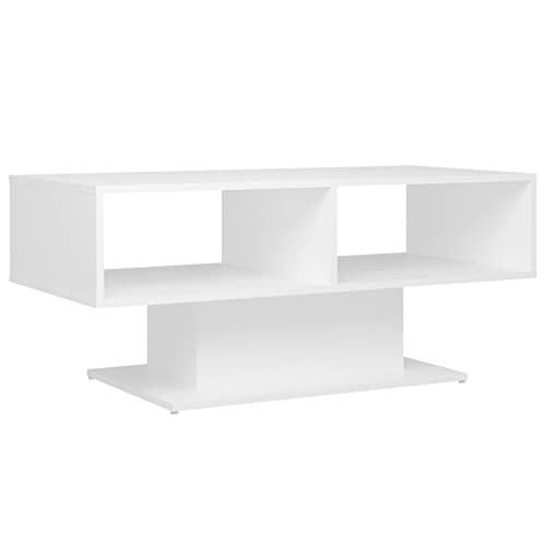 vidaXL Couchtisch Modernes Design Beistelltisch Wohnzimmertisch Kaffeetisch Sofatisch Teetisch Tisch Wohnzimmer Weiß 103,5x50x44,5cm Holzwerkstoff von vidaXL