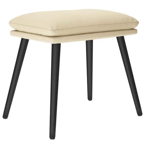 vidaXL Fußhocker, Sitzhocker mit Metallbeinen, Polsterhocker Fußbank für Wohnzimmer Schlafzimmer, Hocker Schemel Fußschemel, Modern, Creme Stoff von vidaXL