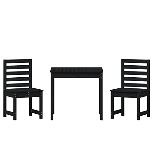 vidaXL Garten Bistroset 3-TLG., Gartenmöbel Set 1 Tisch 2 Stühle, Sitzgruppe für Balkon Garten Terrasse, Balkonset Balkonmöbel, Schwarz Massivholz Kiefer von vidaXL