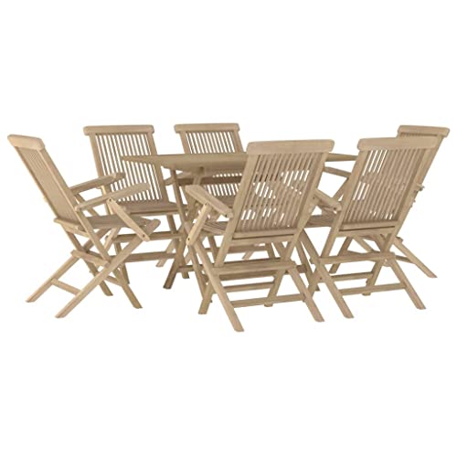 vidaXL Garten Essgruppe 5-TLG., Gartenmöbel Set Tisch 4 Stühle, Gartengarnitur Klappbar, Sitzgruppe Gartenset Sitzgarnitur, Grau Massivholz Teak vidaXL Garten Essgruppe 5-TLG., Gartenmöbel Set Tisch 4 Stühle, Gartengarnitur Klappbar, Sitzgruppe Gartenset Sitzgarnitur, Grau Massivholz Teak von vidaXL