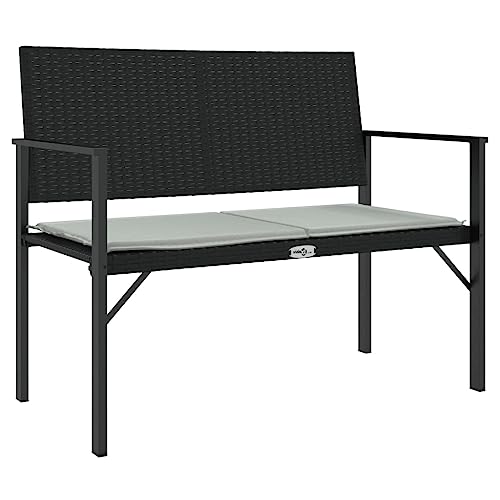 vidaXL Gartenbank, Sitzbank 2-Sitzer mit Kissen, Bank Stahlrahmen für Garten Terrasse, Parkbank mit Armlehnen Rückenlehne, Schwarz Poly Rattan vidaXL Gartenbank, Sitzbank 2-Sitzer mit Kissen, Bank Stahlrahmen für Garten Terrasse, Parkbank mit Armlehnen Rückenlehne, Schwarz Poly Rattan von vidaXL