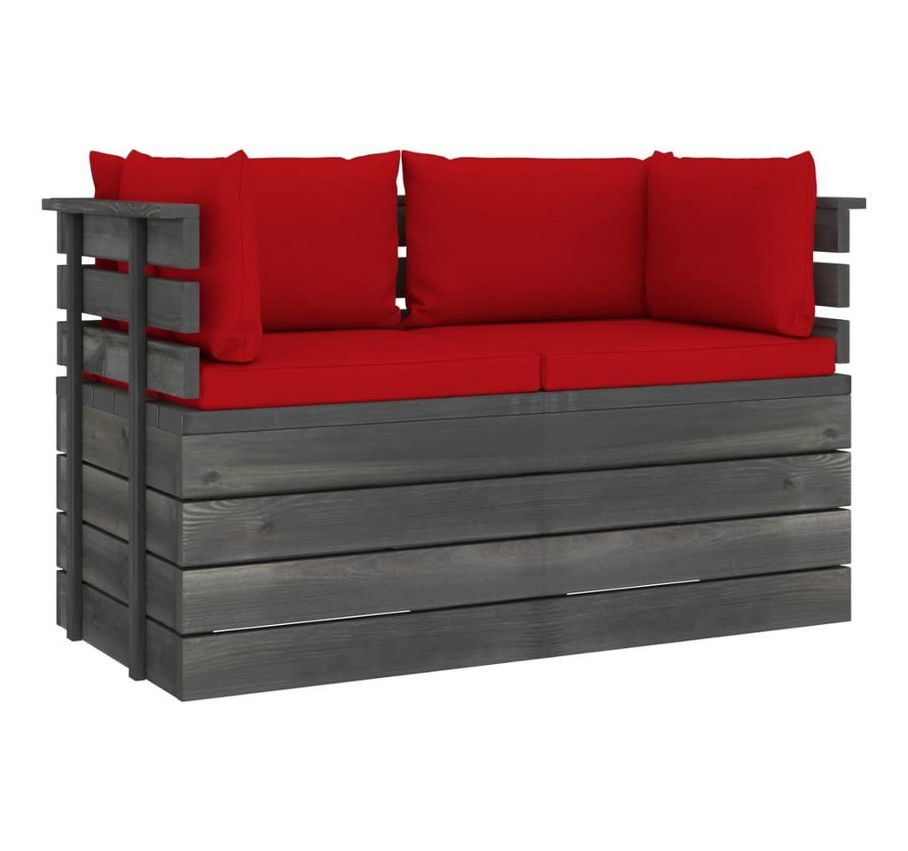 vidaXL Gartenlounge-Set Garten-Palettensofa 2-Sitzer mit Kissen Kiefer Massivholz, (1-tlg) von vidaXL