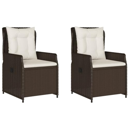 vidaXL Gartensessel 2 STK., Gartenstuhl mit Kissen Stahlrahmen, Loungesessel für Außenbereich, Stuhlset, Verstellbar Braun Poly Rattan vidaXL Gartensessel 2 STK., Gartenstuhl mit Kissen Stahlrahmen, Loungesessel für Außenbereich, Stuhlset, Verstellbar Braun Poly Rattan von vidaXL