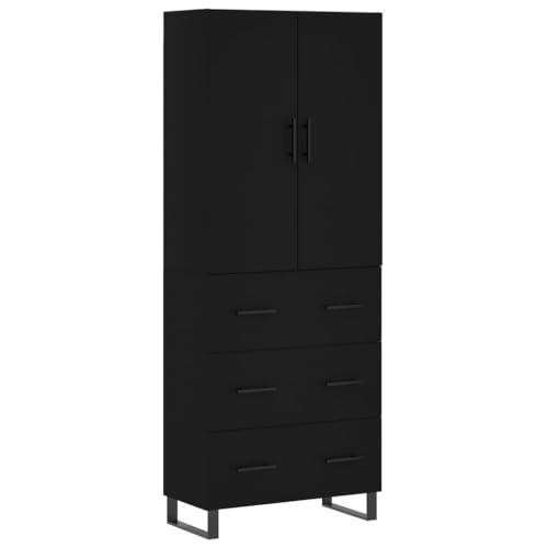 vidaXL Highboard, Sideboard mit viel Stauraum, Kommode Schrank für Wohnzimmer, Anrichte Beistellschrank Metallbeine, Modern, Schwarz Holzwerkstoff von vidaXL