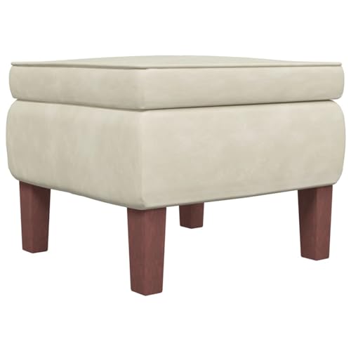 vidaXL Hocker, Sitzhocker Fußhocker mit Holzbeinen, Polsterhocker Fußbank für Wohnzimmer Schlafzimmer Flur, Fußstütze Ottomane, Modern, Creme Samt von vidaXL