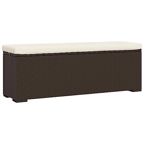 vidaXL Hockerbank mit Sitzkissen Braun 110x30x40 cm Poly Rattan von vidaXL