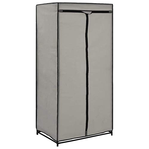 vidaXL Kleiderschrank mit Reißverschlüssen Faltschrank Stoffschrank Campingschrank Garderobe Schrank Regal Garderobenschrank Grau 75x50x160cm von vidaXL