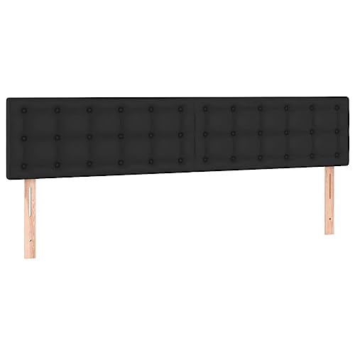 vidaXL Kopfteil 2 STK., Bettkopfteil mit Holzbeinen, Höhenverstellbar Polsterkopfteil für Bett, Betthaupt Bettzubehör Schlafzimmer, Schwarz 100x5x78/88cm Kunstleder von vidaXL