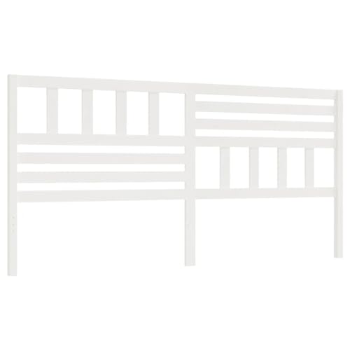 vidaXL Kopfteil Betthaupt Bettkopfteil für Bett Bettgestell Bettrahmen Massivholzbett Holzbett Schlafzimmer Weiß 206x4x100cm Massivholz Kiefer von vidaXL