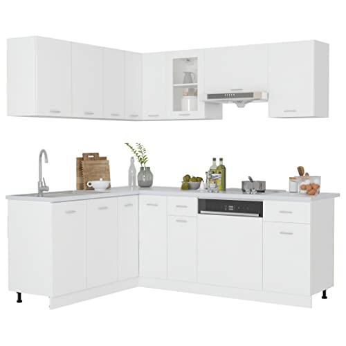 vidaXL Küchenzeile 11-TLG. Küchenschrank Einbauküche Küchenblock Eckhängeschrank Hängeschrank Schubunterschrank Eckunterschrank Weiß Holzwerkstoff vidaXL Küchenzeile 11-TLG. Küchenschrank Einbauküche Küchenblock Eckhängeschrank Hängeschrank Schubunterschrank Eckunterschrank Weiß Holzwerkstoff von vidaXL