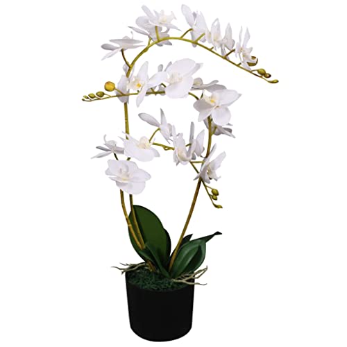 vidaXL Künstliche Orchidee mit Topf Kunstpflanze Kunstblume Dekoblume 65 cm Weiß von vidaXL