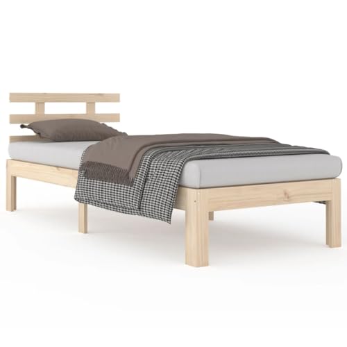 vidaXL Massivholzbett Kopfteil Einzelbett Bettgestell Lattenrost Bett Holzbett Bettrahmen Schlafzimmerbett Schlafzimmermöbel 90x200cm von vidaXL