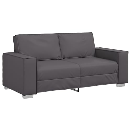 vidaXL Modernes graues Liebessofa für das Wohnzimmer | Bequeme Zweisitzer Couch im zeitgenössischen Stil, fleckenresistent, Kunstleder, perfekt für Büro oder kompakte Räume vidaXL Modernes graues Liebessofa für das Wohnzimmer | Bequeme Zweisitzer Couch im zeitgenössischen Stil, fleckenresistent, Kunstleder, perfekt für Büro oder kompakte Räume von vidaXL