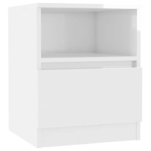 vidaXL Nachttisch 1 Schublade 1 Ablage Nachtschrank Nachtkommode Nachtkonsole Schlafzimmer Schrank Kommode Hochglanz-Weiß 40x40x50cm Holzwerkstoff vidaXL Nachttisch 1 Schublade 1 Ablage Nachtschrank Nachtkommode Nachtkonsole Schlafzimmer Schrank Kommode Hochglanz-Weiß 40x40x50cm Holzwerkstoff von vidaXL