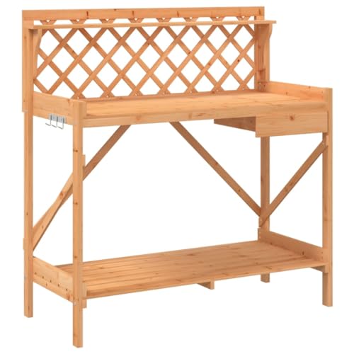 vidaXL Pflanztisch mit Rankgitter, Gärtnertisch mit viel Stauraum, Arbeitstisch für Garten Terrasse, Gärtnerbank Pflanzbank, Braun Massivholz Tanne vidaXL Pflanztisch mit Rankgitter, Gärtnertisch mit viel Stauraum, Arbeitstisch für Garten Terrasse, Gärtnerbank Pflanzbank, Braun Massivholz Tanne von vidaXL