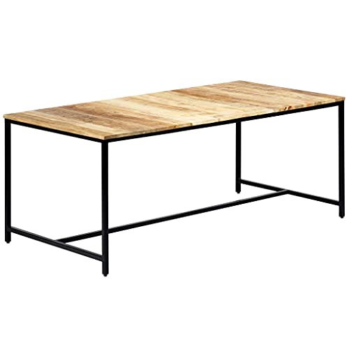 vidaXL Raues Mangoholz Massiv Esstisch Industrial Küchentisch Esszimmertisch Holztisch Tisch Massivholztisch Speisetisch 180x90x75cm Eisenbeine von vidaXL