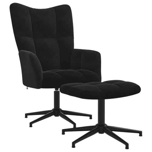 vidaXL Relaxsessel mit Hocker Drehbar Fernsehsessel Polsterstuhl Polstersessel Relaxstuhl Sessel Ohrensessel Armsessel Wohnzimmer Schwarz Samt von vidaXL