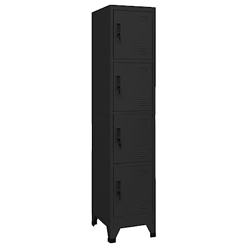 vidaXL Schließfachschrank Spind Schrank Umkleideschrank Metallschrank Fächerschrank Aktenschrank Büroschrank Lagerschrank Schwarz 38x45x180cm Stahl von vidaXL