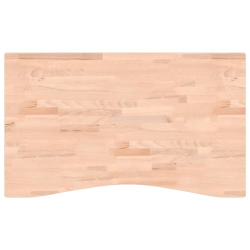 vidaXL Schreibtischplatte, Tischplatte mit 4 abgerundeten Ecken, Arbeitsplatte Platte für Schreibtisch Esstisch, Holzplatte Bürotischplatte, 100x(55-60) x2,5 cm Massivholz Buche von vidaXL