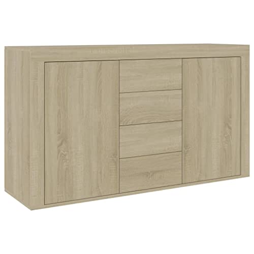 vidaXL Sideboard, Kommode mit viel Stauraum, Schrank mit 4 Schubladen 2 Türen, Mehrzweckschrank Anrichte für Wohnzimmer, Sonoma-Eiche 120×36×69cm Holzwerkstoff von vidaXL