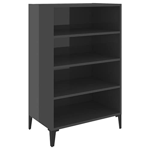 vidaXL Sideboard Bücherregal Standregal Beistellschrank Regal Bücherschrank Schrank Highboard Kommode Anrichte Hochglanz-Grau 57x35x90cm Holzwerkstoff vidaXL Sideboard Bücherregal Standregal Beistellschrank Regal Bücherschrank Schrank Highboard Kommode Anrichte Hochglanz-Grau 57x35x90cm Holzwerkstoff von vidaXL