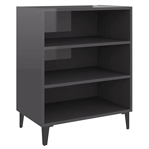 vidaXL Sideboard mit 3 Regalböden Bücherregal Standregal Beistellschrank Bücherschrank Regal Schrank Kommode Anrichte Hochglanz-Grau 57x35x70cm Holzwerkstoff vidaXL Sideboard mit 3 Regalböden Bücherregal Standregal Beistellschrank Bücherschrank Regal Schrank Kommode Anrichte Hochglanz-Grau 57x35x70cm Holzwerkstoff von vidaXL
