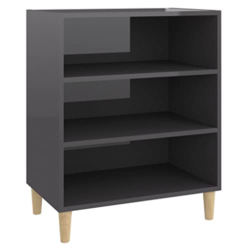 vidaXL Sideboard mit 3 Regalböden Bücherregal Standregal Beistellschrank Regal Bücherschrank Schrank Kommode Anrichte Hochglanz-Grau 57x35x70cm Holzwerkstoff vidaXL Sideboard mit 3 Regalböden Bücherregal Standregal Beistellschrank Regal Bücherschrank Schrank Kommode Anrichte Hochglanz-Grau 57x35x70cm Holzwerkstoff von vidaXL