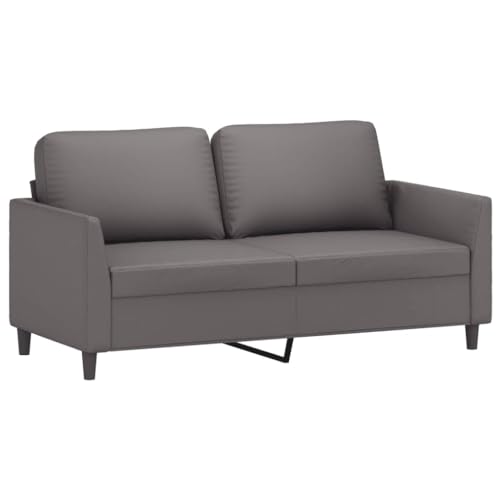 vidaXL Sofa 2-Sitzer, Loungesofa Couch mit Armlehnen Rückenkissen, Wohnzimmersofa Designsofa Metallgestell, Sitzmöbel Dreisitzer, Grau Kunstleder von vidaXL