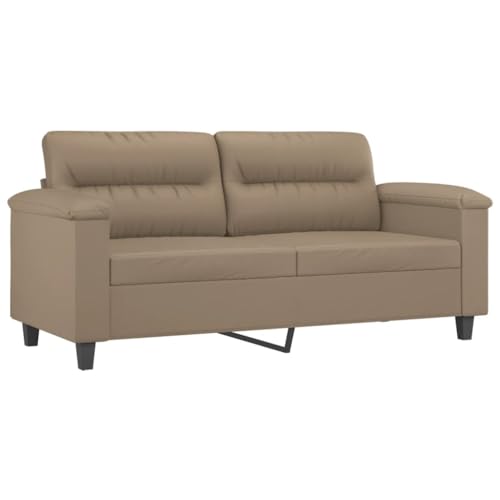 vidaXL Sofa 2-Sitzer, Loungesofa Couch mit Armlehnen Rückenkissen, Wohnzimmersofa Designsofa mit Metallgestell, Sitzmöbel Zweisitzer, Cappuccino-Braun Kunstleder von vidaXL