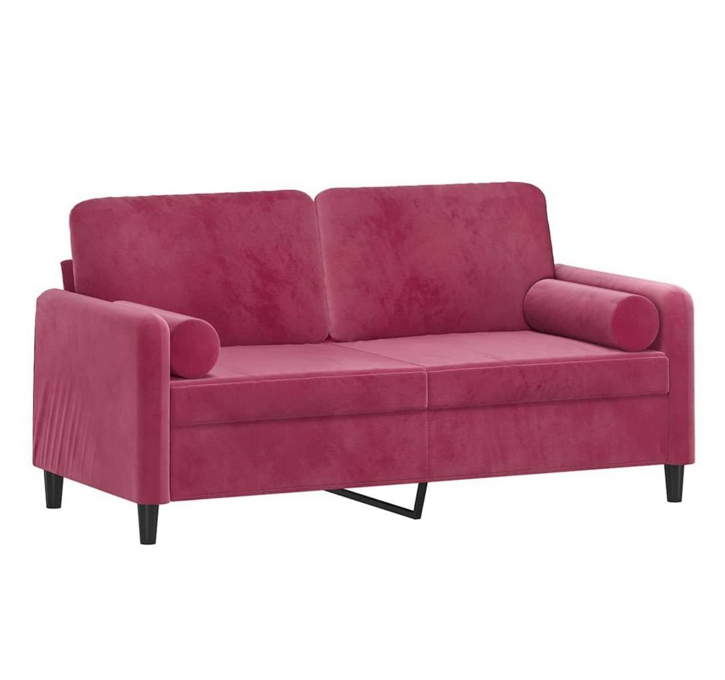 vidaXL Sofa 2-Sitzer-Sofa mit Zierkissen Weinrot 140 cm Samt von vidaXL