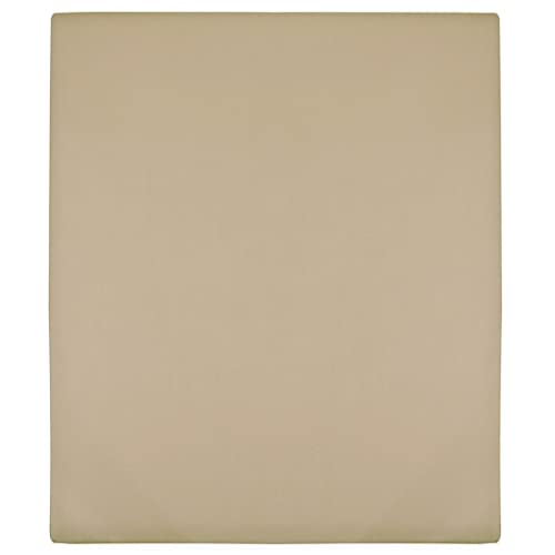 vidaXL Spannbettlaken Spannbetttuch Bettwäsche Betttuch Bettlaken Spannlaken Laken Spannleintuch für Doppelbett Jersey Taupe 140x200cm Baumwolle von vidaXL