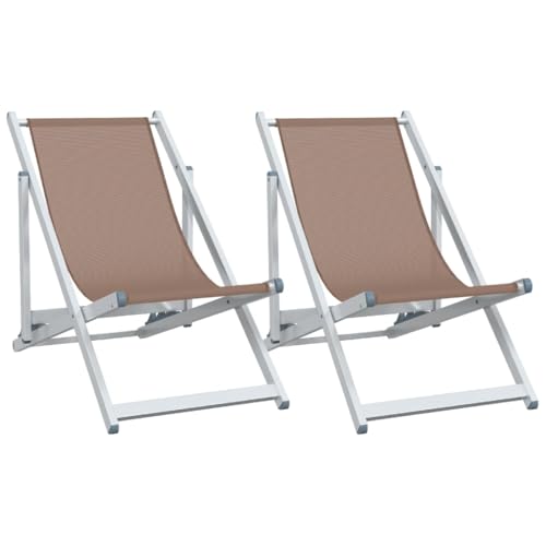 vidaXL Strandstuhl 2 STK., Liegestuhl Klappbar in 3 Positionen Einstellbar, Gartenliege mit Aluminiumgestell, Gartenstuhl Klappstuhl, Braun Aluminium Textilene vidaXL Strandstuhl 2 STK., Liegestuhl Klappbar in 3 Positionen Einstellbar, Gartenliege mit Aluminiumgestell, Gartenstuhl Klappstuhl, Braun Aluminium Textilene von vidaXL