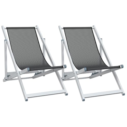 vidaXL Strandstuhl 2 Stk., Liegestuhl Klappbar in 3 Positionen Einstellbar, Gartenliege mit Aluminiumgestell, Gartenstuhl Klappstuhl, Grau Aluminium Textilene vidaXL Strandstuhl 2 Stk., Liegestuhl Klappbar in 3 Positionen Einstellbar, Gartenliege mit Aluminiumgestell, Gartenstuhl Klappstuhl, Grau Aluminium Textilene von vidaXL