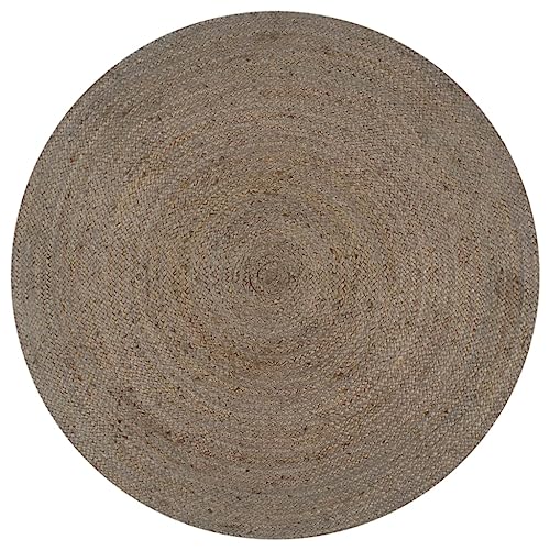 vidaXL Teppich Handgefertigt Kurzflor Natürlich Wohnzimmerteppich Juteteppich Handwebteppich Läufer Schlafzimmer Flur Geflochtene Jute Rund 90cm Grau vidaXL Teppich Handgefertigt Kurzflor Natürlich Wohnzimmerteppich Juteteppich Handwebteppich Läufer Schlafzimmer Flur Geflochtene Jute Rund 90cm Grau von vidaXL