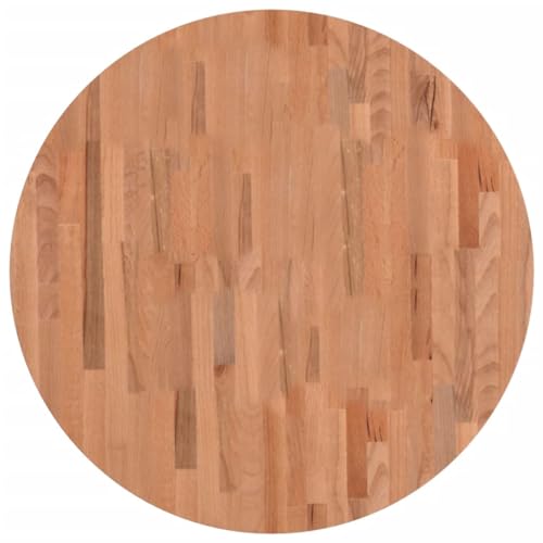 vidaXL Tischplatte, Holzplatte Holztischplatte Rund, Ersatzplatte Platte für Beistelltisch Bartisch, Massivholztischplatte Esstischplatte, Ø80x4 cm Massivholz Buche von vidaXL