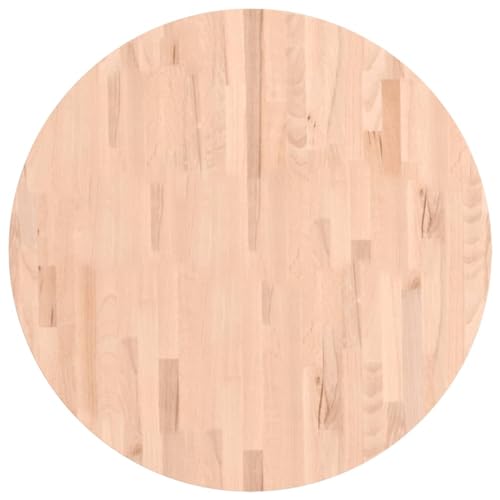 vidaXL Tischplatte, Holzplatte Holztischplatte Rund, Ersatzplatte Platte für Beistelltisch Bartisch, Massivholztischplatte Esstischplatte, Ø80x4 cm Massivholz Buche von vidaXL