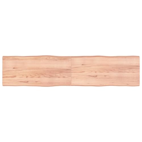 vidaXL Tischplatte, Holzplatte für Tisch Esstisch Couchtisch, Massivholzplatte Handgefertigt mit Baumkante, Ersatztischplatte Scharnierdesign, Hellbraun 220x50x(2-4) cm Massivholz Behandelt von vidaXL