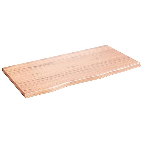 vidaXL Tischplatte, Schreibtischplatte mit Naturkante, Holztischplatte für Esstische Couchtische, Esstischplatte Couchtischplatte DIY Platte, Hellbraun Massivholz Eiche Unbehandelt von vidaXL