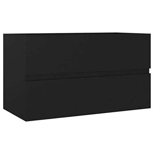 vidaXL Waschbeckenunterschrank Waschtisch Unterschrank Badmöbel Badschrank Badezimmerschrank Badezimmer Schwarz 80x38,5x45cm Holzwerkstoff von vidaXL