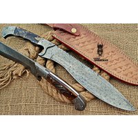 15" Wikinger Norseman Custom Handgeschmiedet Voll Tang Damaskus Stahl Jagdmesser Mit Ram Horn Griff , Camping Messer, Geschenk Messer von vikingsnorsemanAU