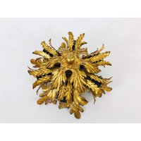 1 Von 6 Sehr Elegante Messing Florentine Flush Mount Oder Wandleuchte Banci, Italien 1960Er Jahre von vinovo