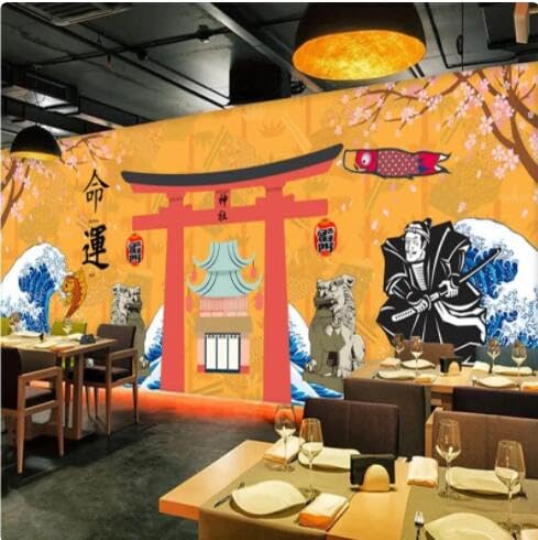 vjdlflihlh Japanische Kultur Tapete 3D Japanische Küche Sushi Restaurant Hotel Industrie Dekor Wandbild Tapete 3D﻿-430Cmx300Cm von vjdlflihlh