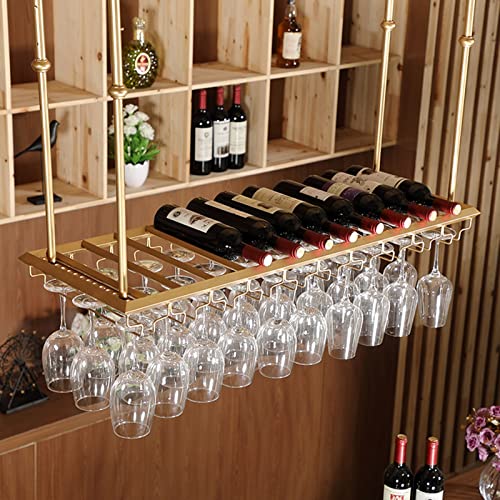 vkeid Weinbar-Wandregal, hängendes Bar-Glasregal, an der Decke montierter Flaschenhalter, schwimmendes Weinlager-Ausstellungsregal, höhenverstellbar/60 x 35 cm (100 x 35 cm) (120 x 35 cm) von vkeid